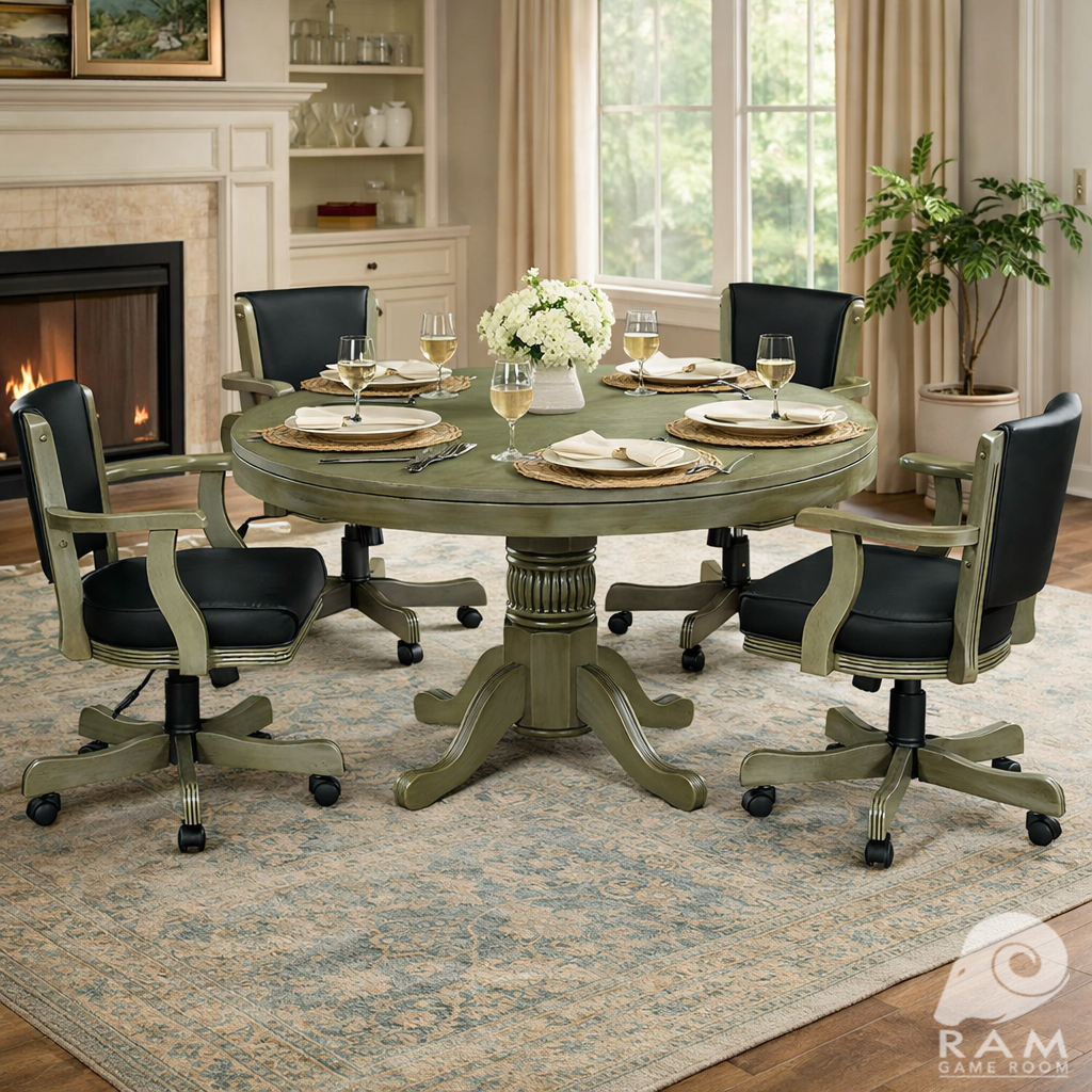 48" 2 IN 1 GAME TABLE - GTBL48 SL + GCHR2 SL DINING SET
