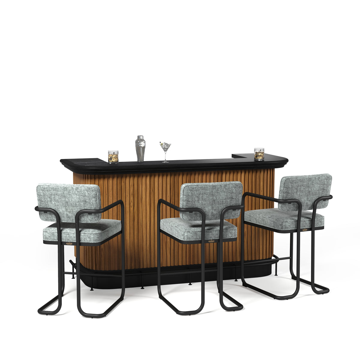 PROHIBITION SERIES 84" COCKTAIL BAR - Grey