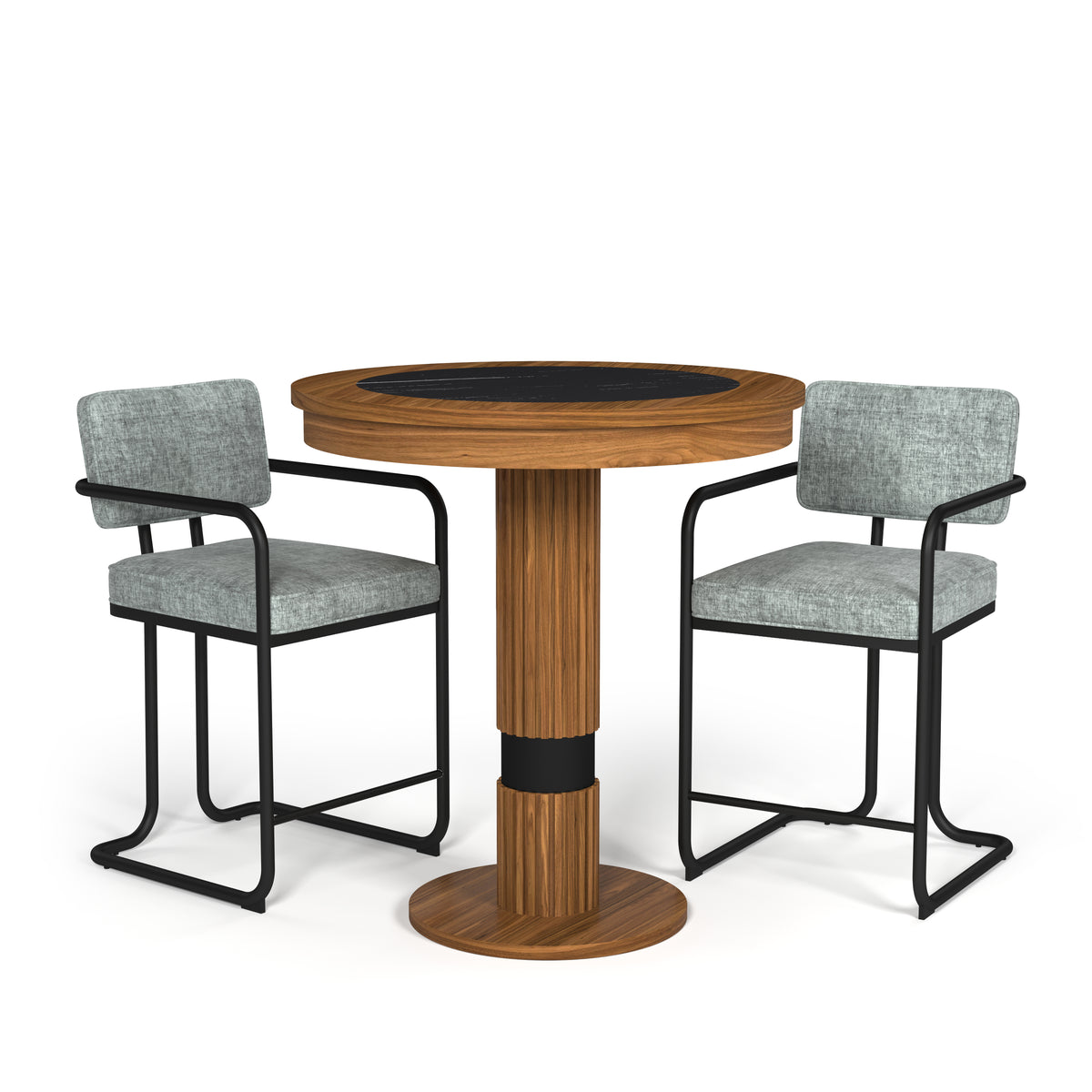 PROHIBITION SERIES PUB TABLE - PROPUB-W with Grey Stools