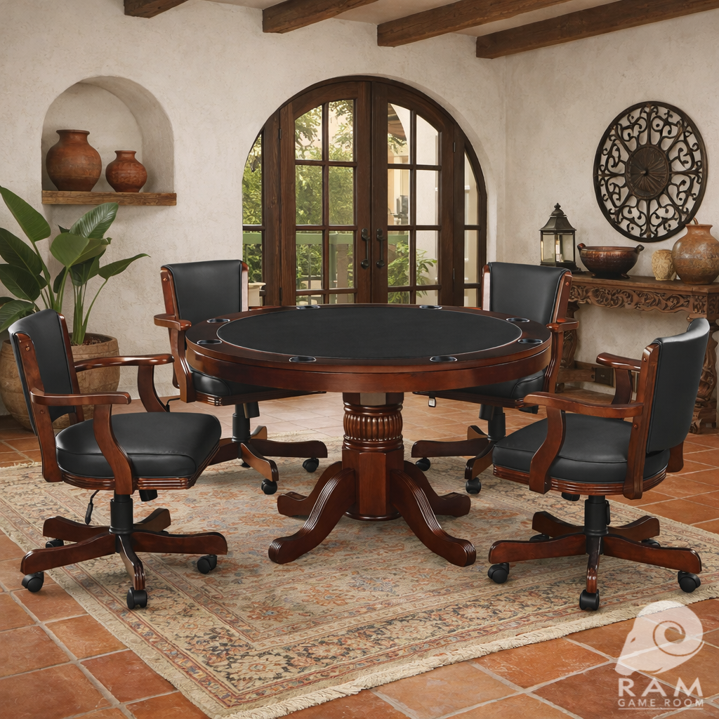48" 2 IN 1 GAME TABLE - GTBL48 CAP + GCHR2 CAP x4 GAME SET (MODERN SPANISH)