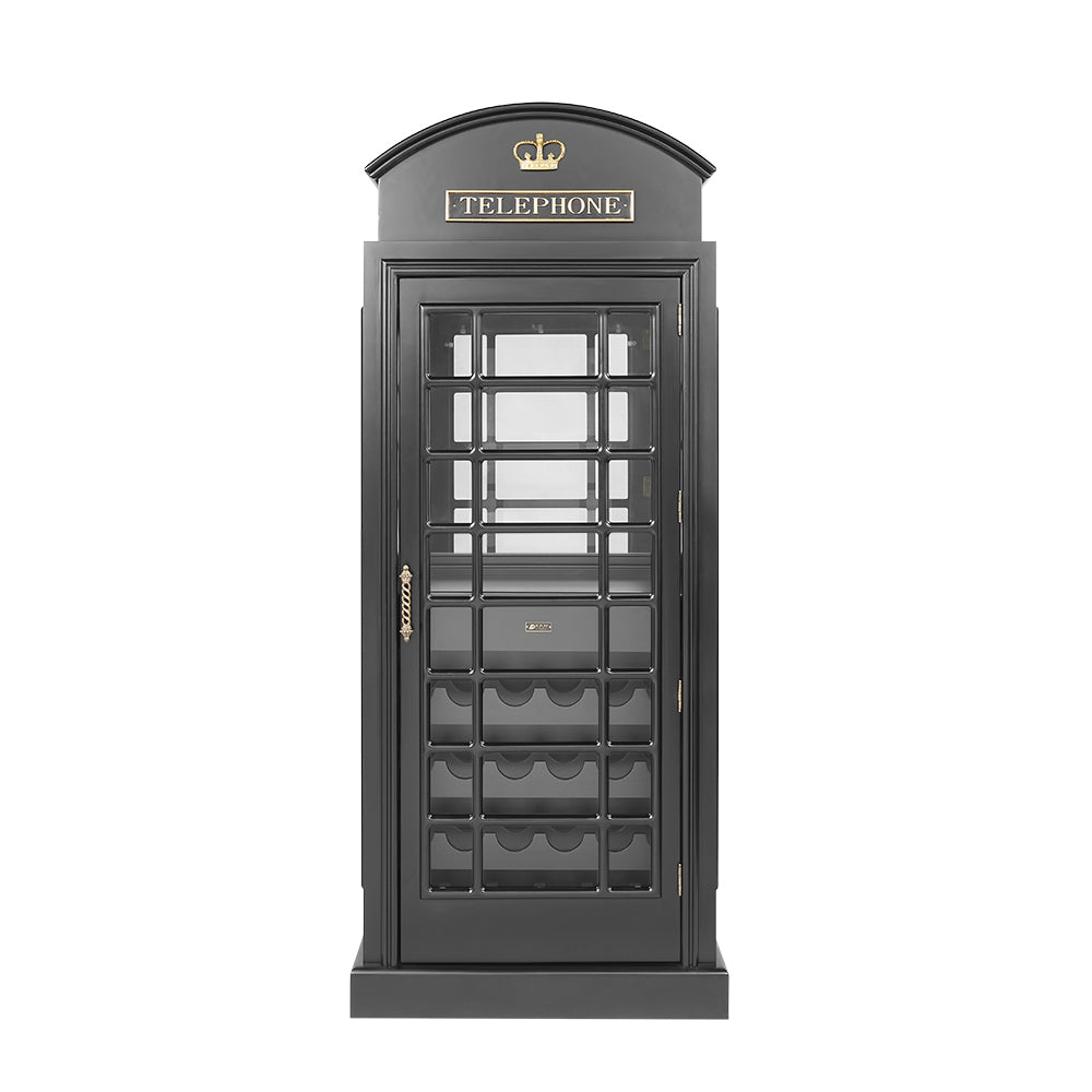 OLD ENGLISH TELEPHONE BOOTH BAR CABINET - OEBRCB-BLK-1