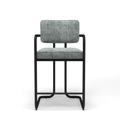 PROHIBITION SERIES BARSTOOL W/ARMS - Grey stool Front