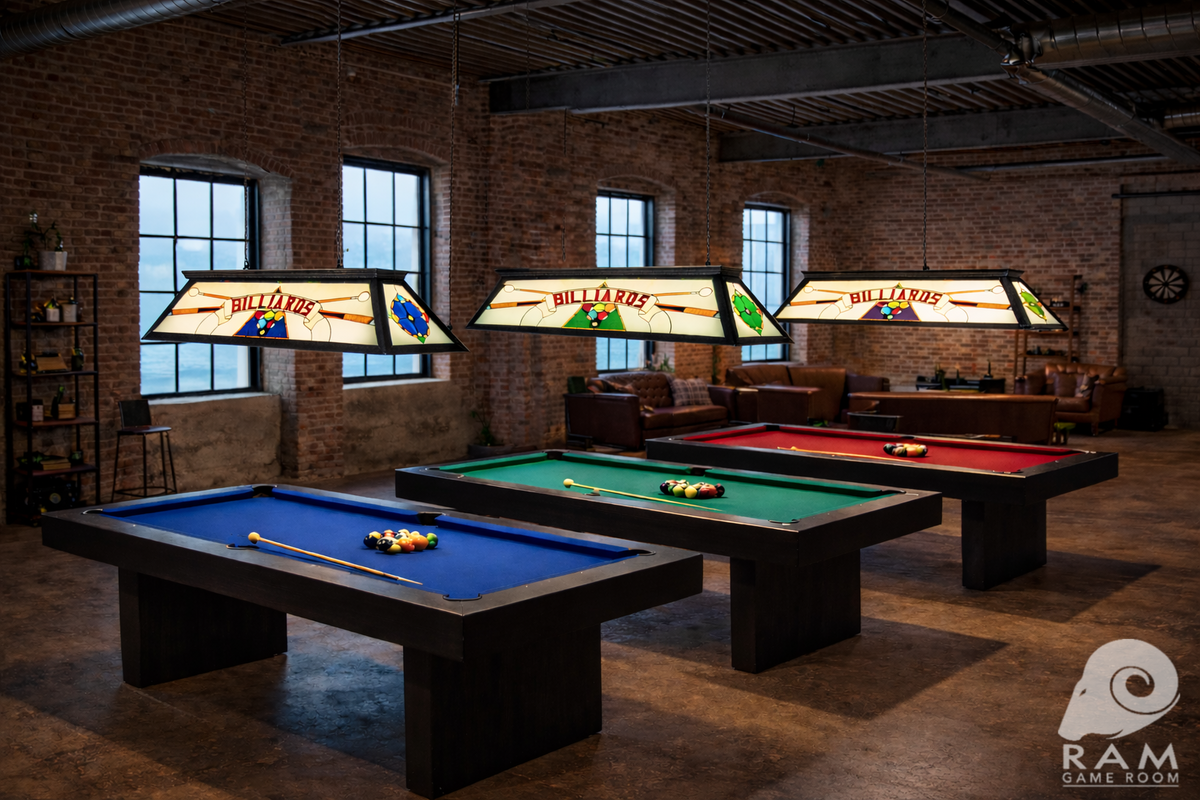 44" BILLIARD LIGHT WITH KD FRAME - BILLIARDS KD BLUE RED GREEN (Industrial loft)