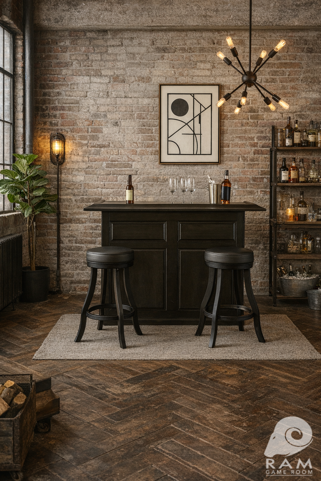 60" DRY BAR - DBAR60 BLK + BSTL BLK x2 3