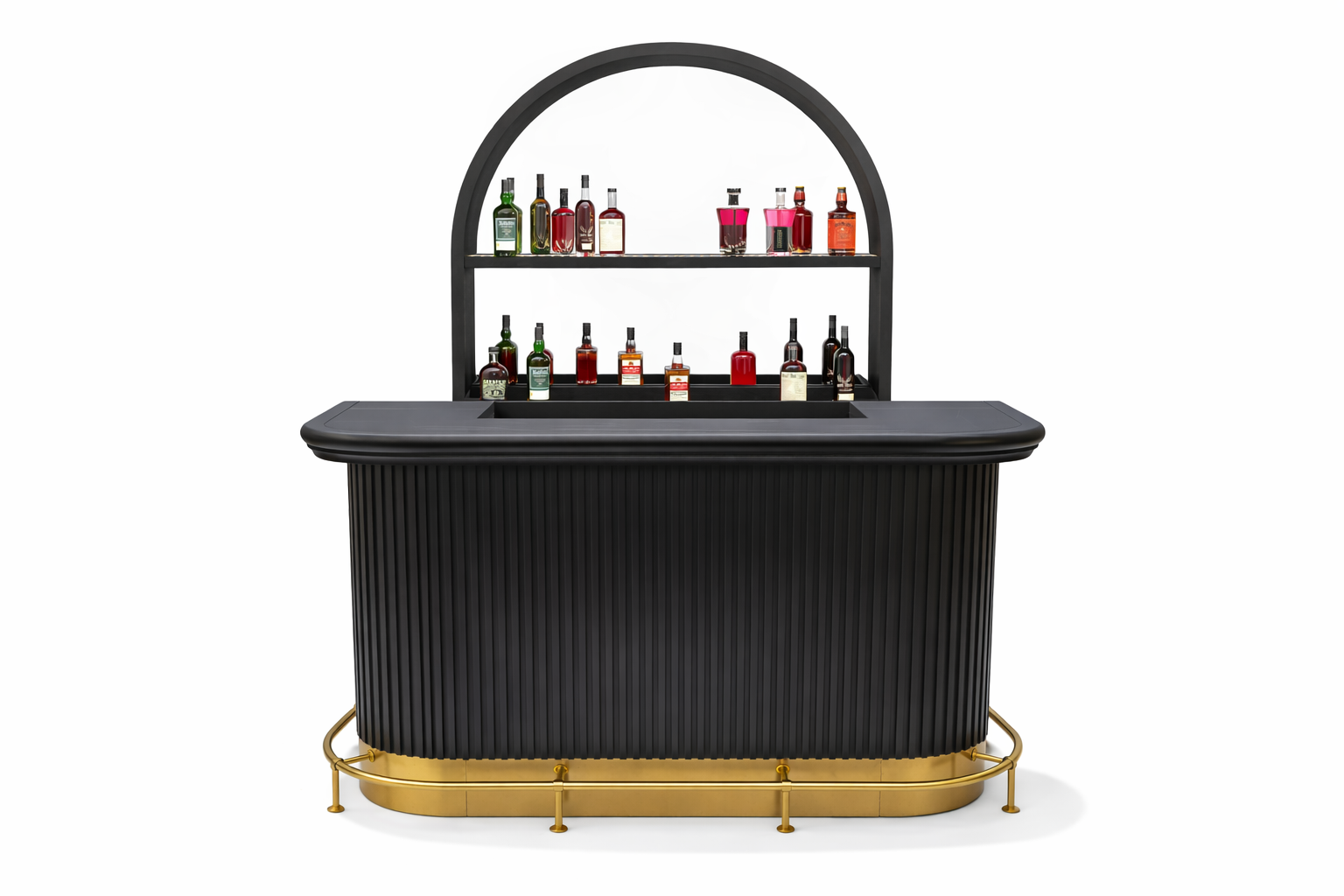 PROHIBITION SERIES BACK BAR - PROBAR60-B + PROBACBAR-B + FOOTRAIL- FRONT ANGLE
