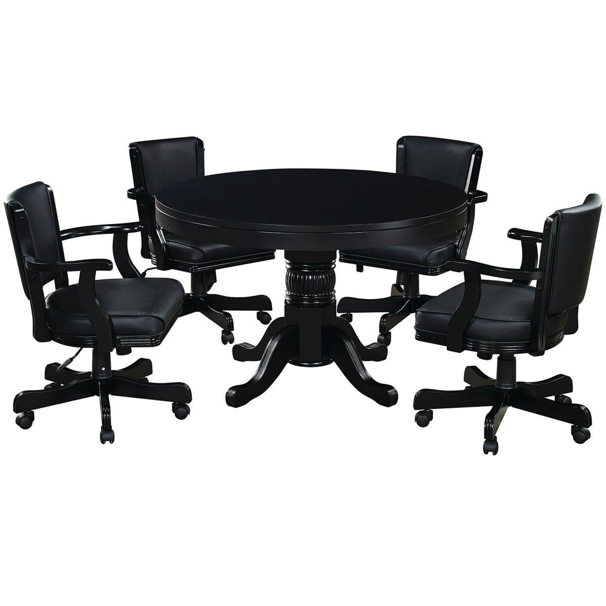 SWIVEL GAME CHAIR - GTBL48-BLK+GCHR2-BLK-DINING-SET