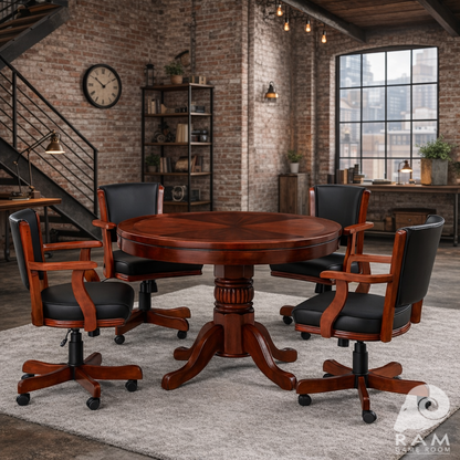 48" 2 IN 1 GAME TABLE - GTBL48 ET + GCHR2 ET x4 DINING SET 2