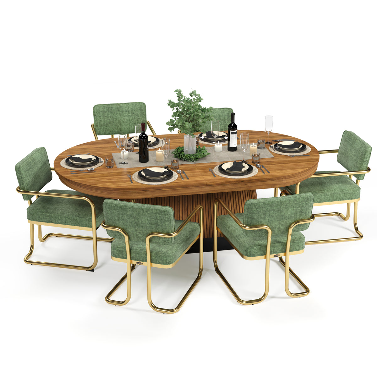 PROHIBITION SERIES TEXAS HOLD'EM TABLE DINING TOP - PRO84TXTBL-W PRO84TXDIN-W PRODCHR-GRN X 6