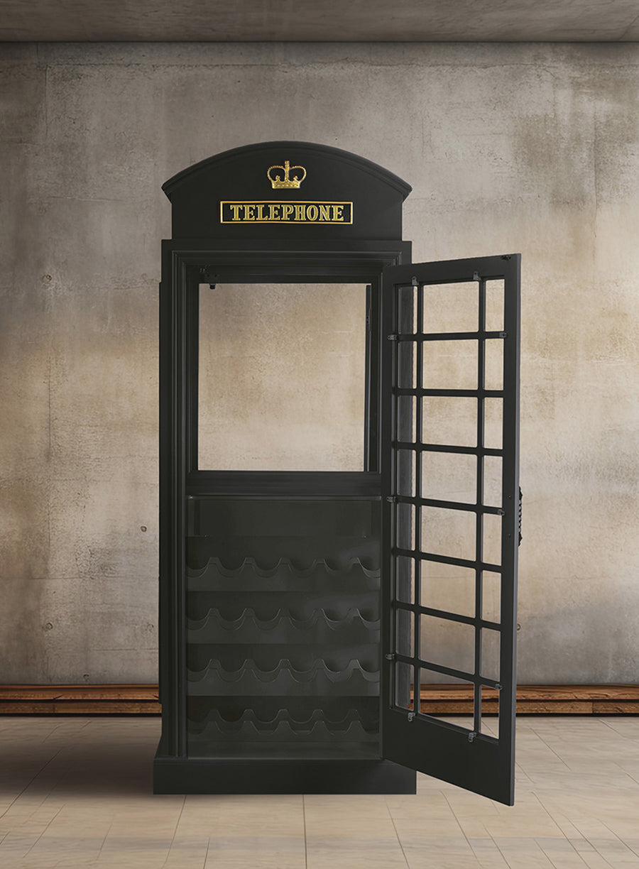 OLD ENGLISH TELEPHONE BOOTH BAR CABINET - OEBRCB - BLACK