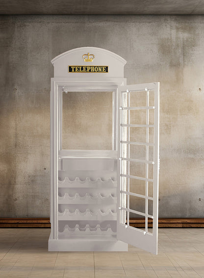 OLD ENGLISH TELEPHONE BOOTH BAR CABINET - OEBRCB - WHITE