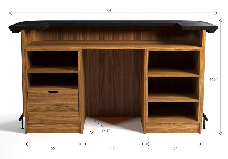 PROHIBITION SERIES 84" COCKTAIL BAR - PROBAR84-W-MEASURED
