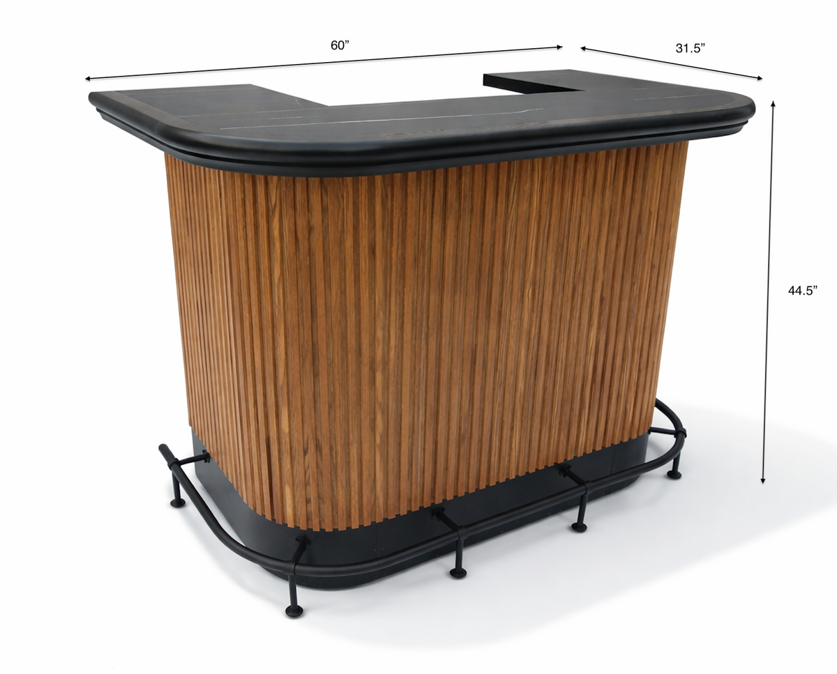 PROHIBITION SERIES 60" COCKTAIL BAR - 60" Cocktail Bar Dims - Font View