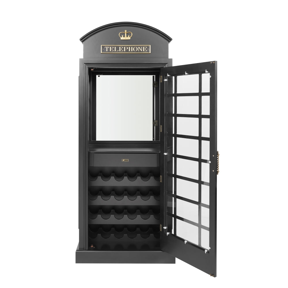 OLD ENGLISH TELEPHONE BOOTH BAR CABINET - OEBRCB-BLK-3