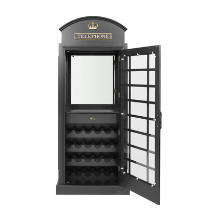 OLD ENGLISH TELEPHONE BOOTH BAR CABINET - OEBRCB-BLK-3