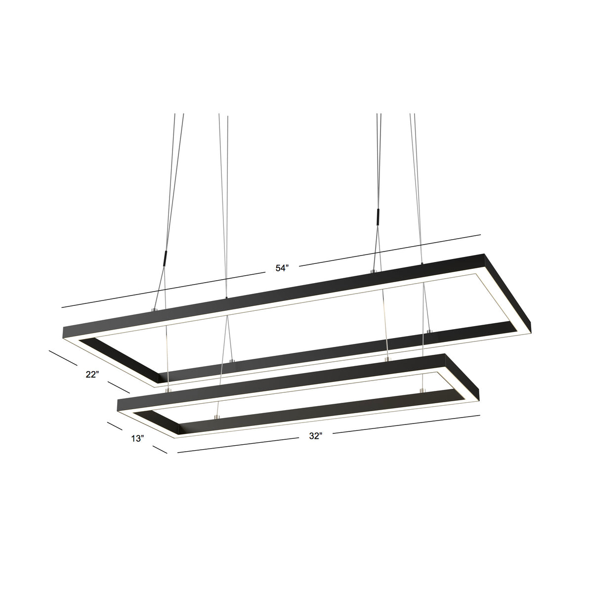 54" TIERED RECTANGLE LED BILLIARD LIGHT - 54 Double LED - DIMS