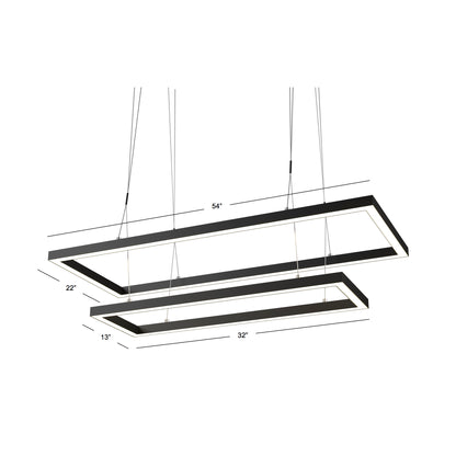 54" TIERED RECTANGLE LED BILLIARD LIGHT - 54 Double LED - DIMS