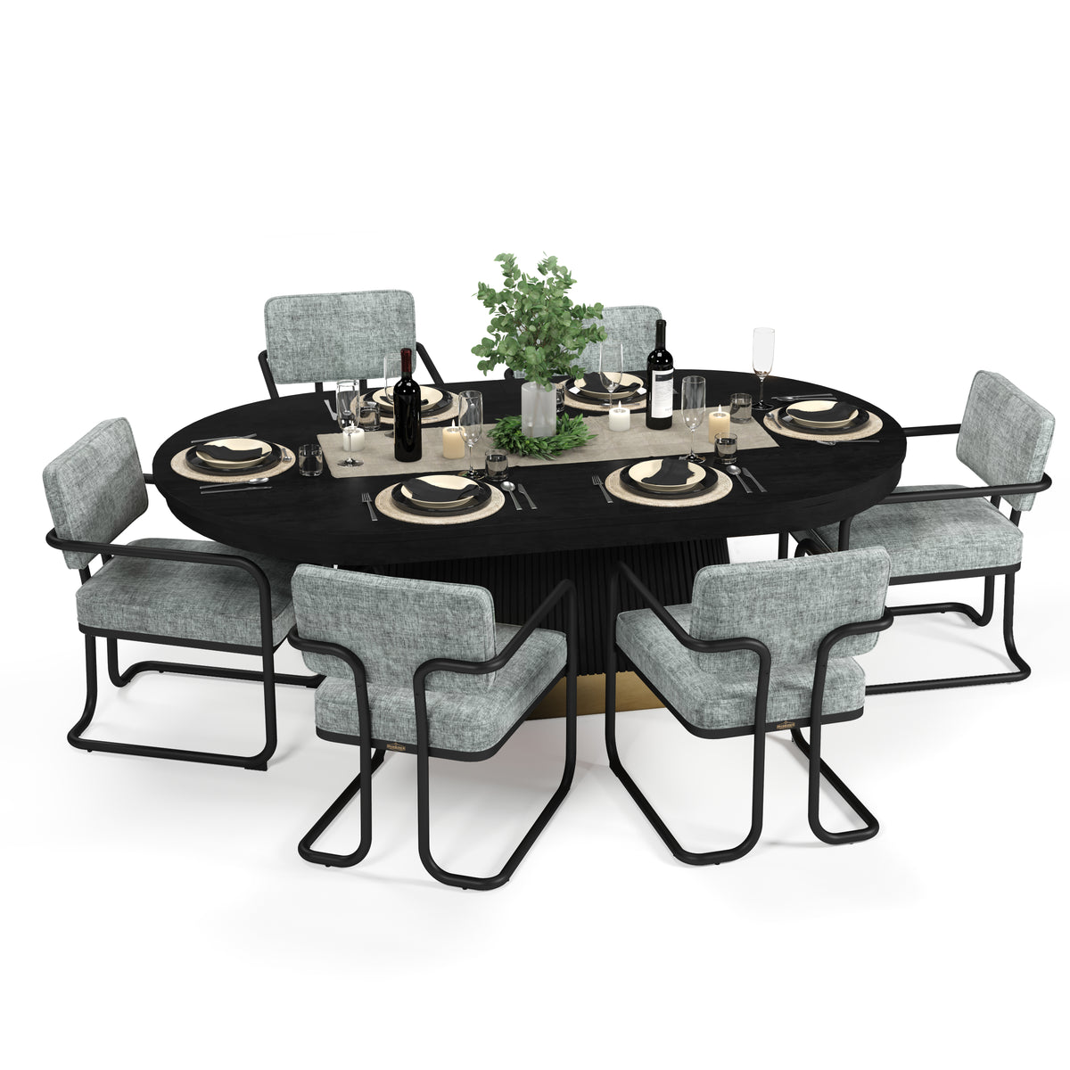 PROHIBITION SERIES TEXAS HOLD'EM TABLE DINING TOP - PRO84TXTBL-B PRO84TXDIN-B PRODCHR-GRY X 6