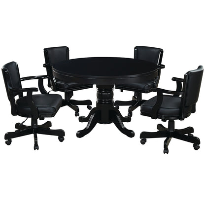 48" 2 IN 1 GAME TABLE - GTBL48-BLK+GCHR2-BLK-DINING-SET