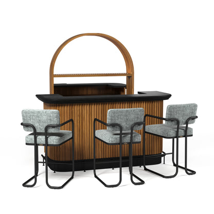 PROHIBITION SERIES 84" COCKTAIL BAR - Grey with Back Bar empty