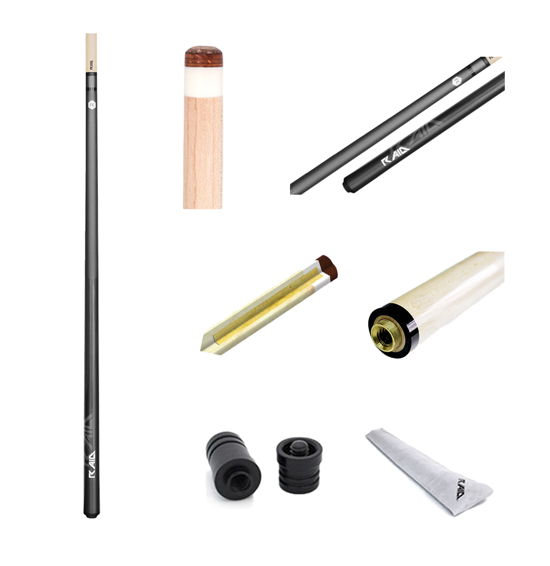 RAID COLORZ S SERIES SOLID 2-PIECE 58" POOL CUE - CS-06 ALL PARTS - FINAL