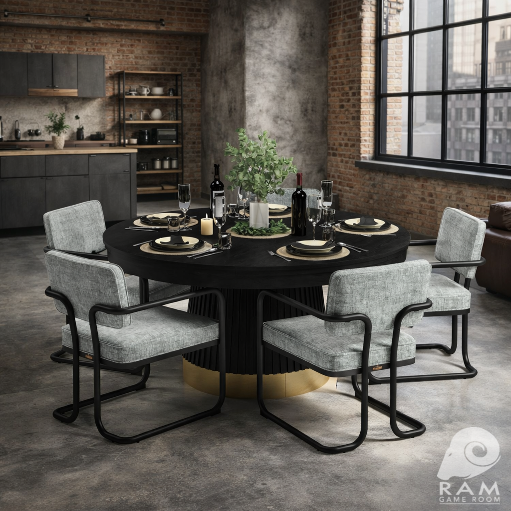 PROHIBITION SERIES DINING CHAIR - PRO60DIN-B + PRODCHR-GRY x5 SET