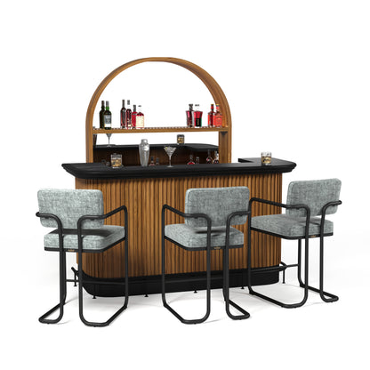 PROHIBITION SERIES 84" COCKTAIL BAR - Grey with Back Bar