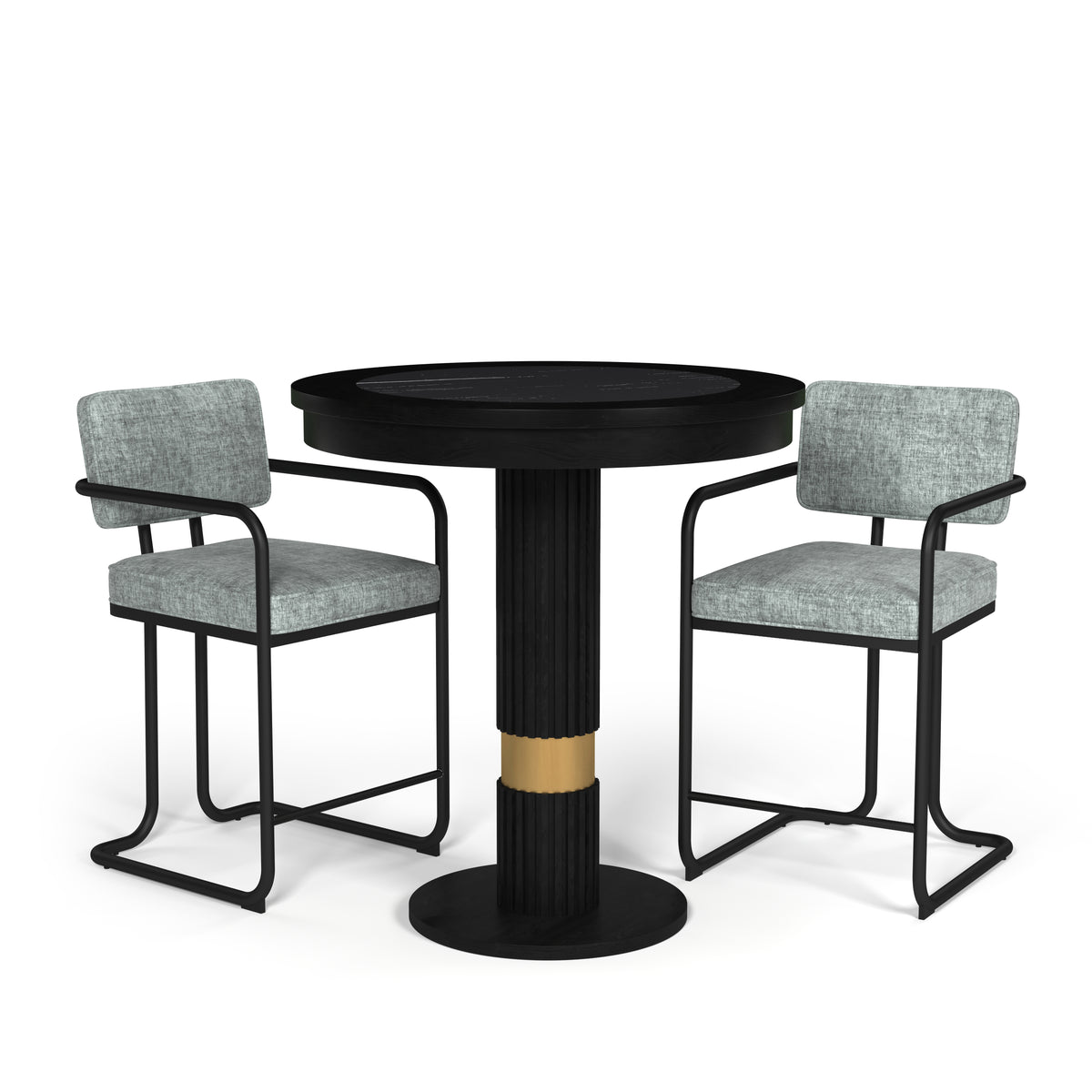 PROHIBITION SERIES PUB TABLE - PROBUB-B with PROBSTL2ARMS-GRY