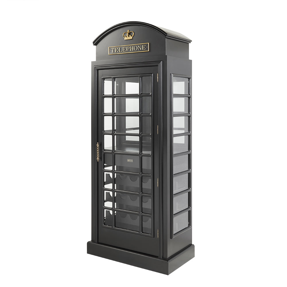 OLD ENGLISH TELEPHONE BOOTH BAR CABINET - OEBRCB-BLK-2