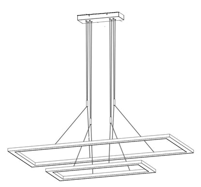 54" TIERED RECTANGLE LED BILLIARD LIGHT - LEDGM-54 Light Fixture Complete fixture
