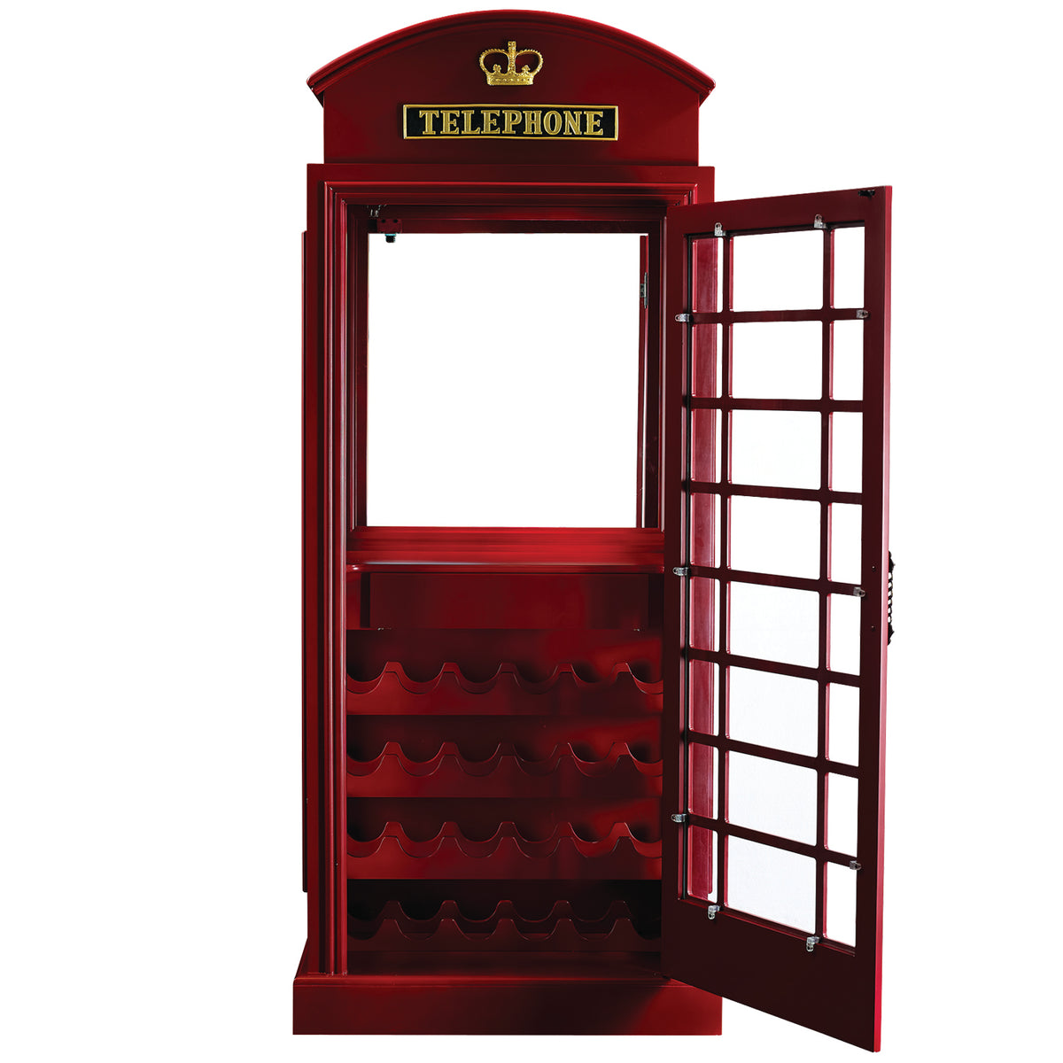 OLD ENGLISH TELEPHONE BOOTH BAR CABINET - OEBRCB-OPEN