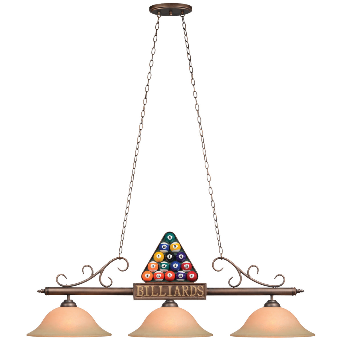 56" 3 LIGHT BILLIARD LIGHT-BILLIARD RACK - BIL-B56-chain