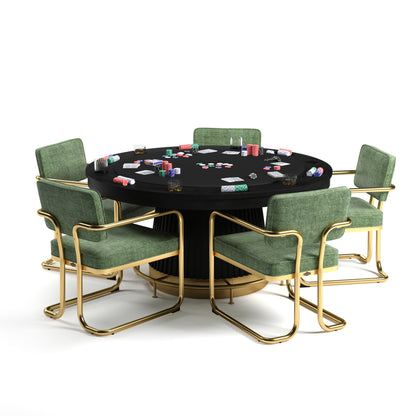 PROHIBITION SERIES 60" POKER TABLE FOOTRAIL - PRO60TBL W green Chairs and Foot Rail