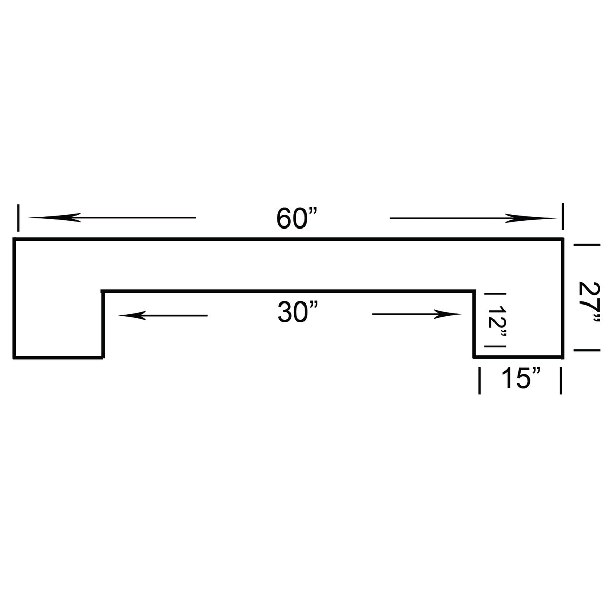 60" DRY BAR - DBAR60-BARTOP-DIMENSIONS
