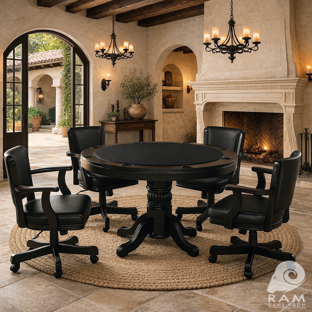 SWIVEL GAME CHAIR - GTBL48 BLK + GCHR2 BLK x4 GAME SET 2