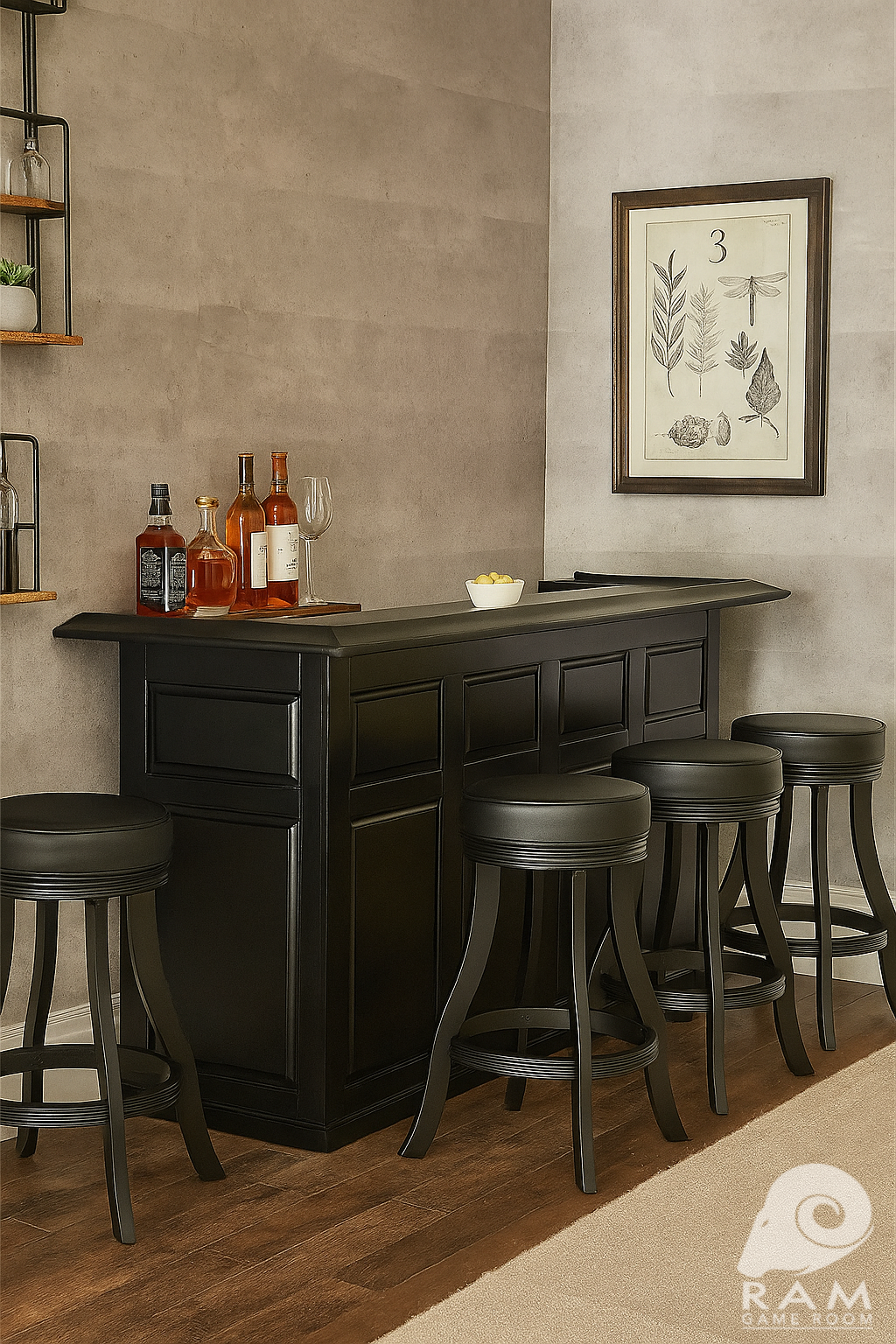 84" DRY BAR - DBAR84 BLK + BSTL BLK x4 1
