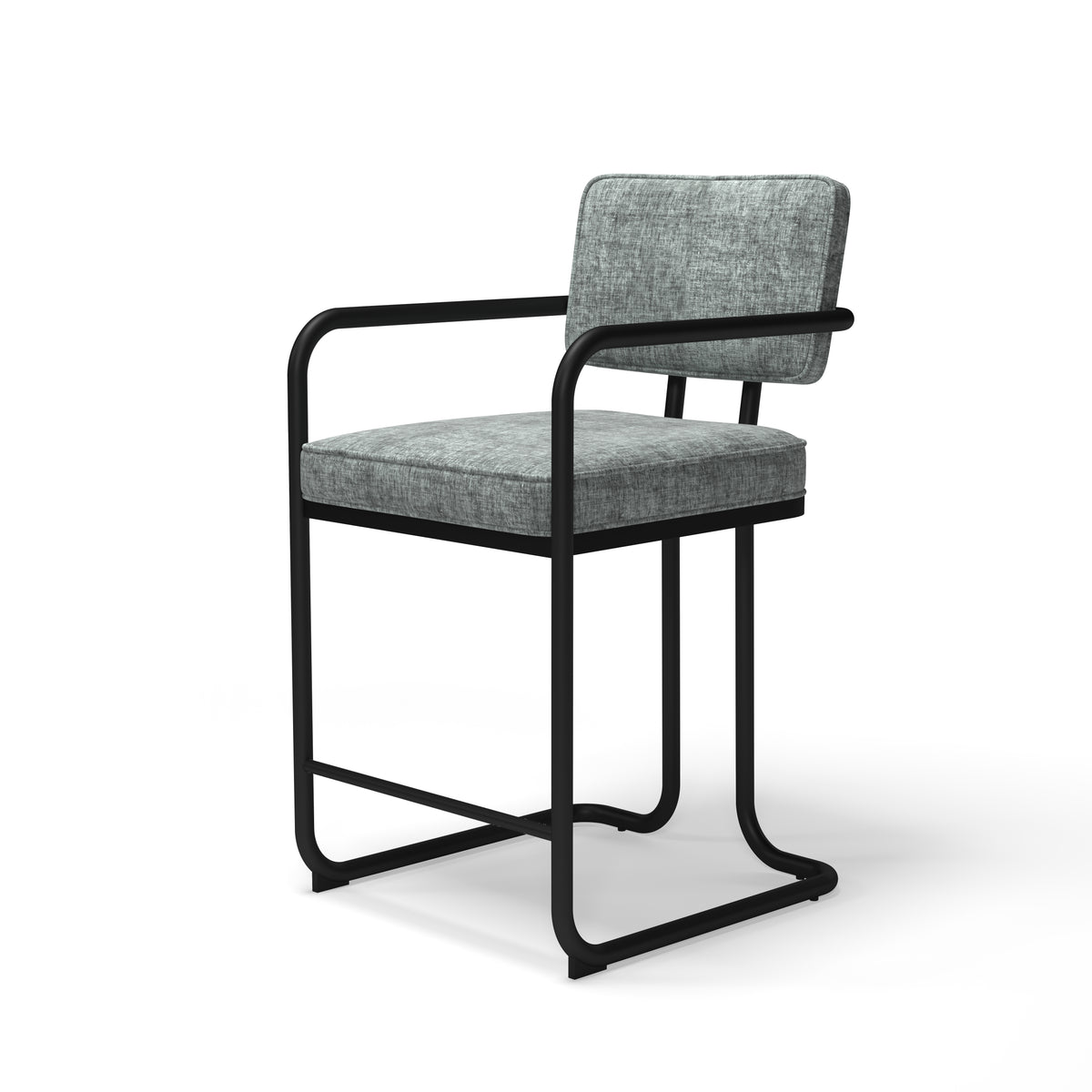 PROHIBITION SERIES BARSTOOL W/ARMS - Grey stool Angled