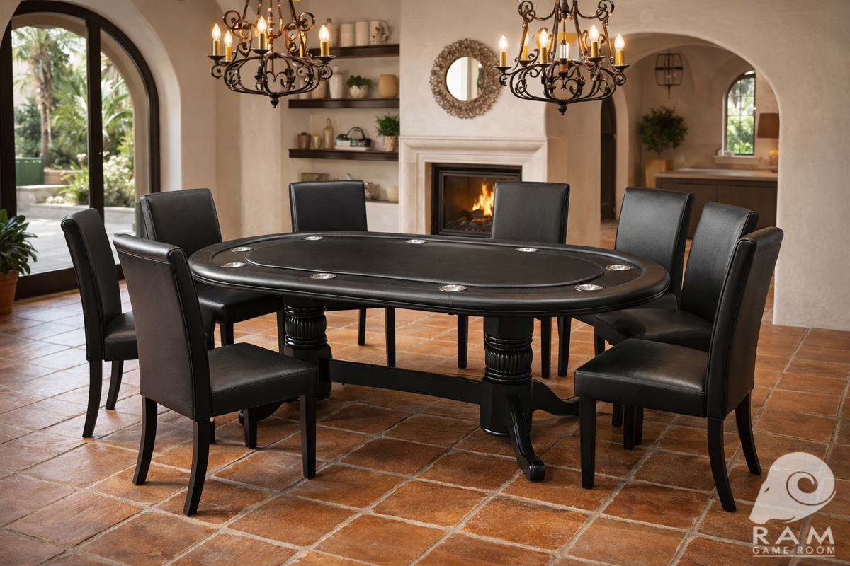 84" TEXAS HOLD'EM GAME TABLE - GTBL84 BLK + GCHR3 BLK x8 GAMING SET