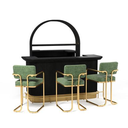 PROHIBITION SERIES 84" COCKTAIL BAR - Green with Back Bar empty