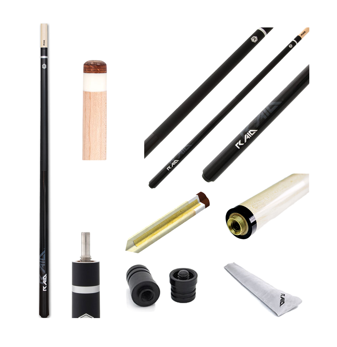 RAID COLORZ S SERIES SOLID 2-PIECE 58" POOL CUE - CS-02 - ALL PARTS - FINAL