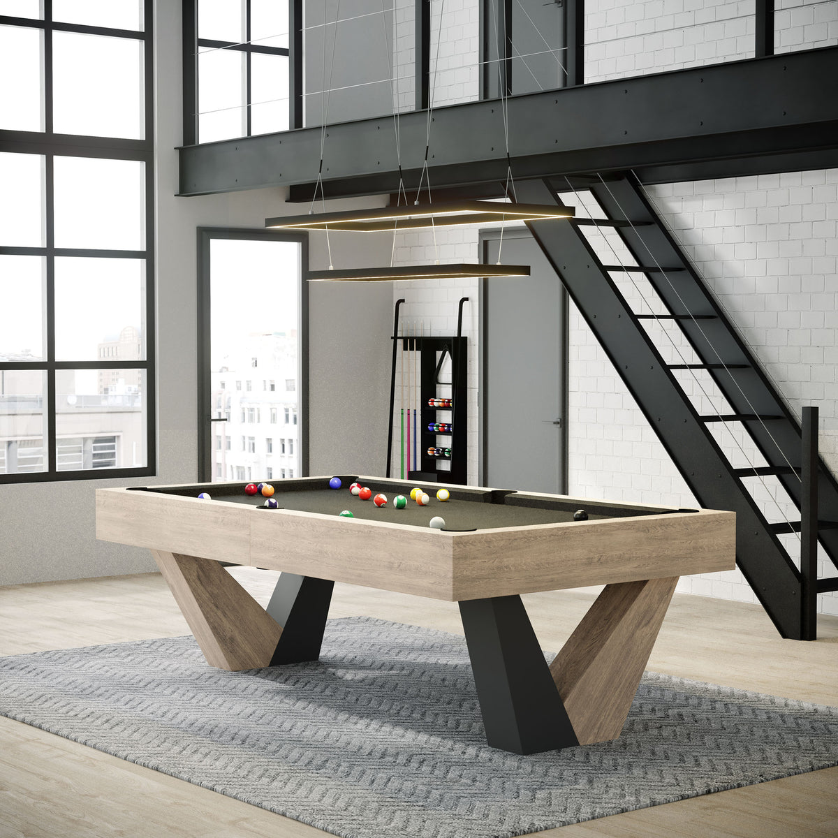 54" TIERED RECTANGLE LED BILLIARD LIGHT - 54 Double LED in Room