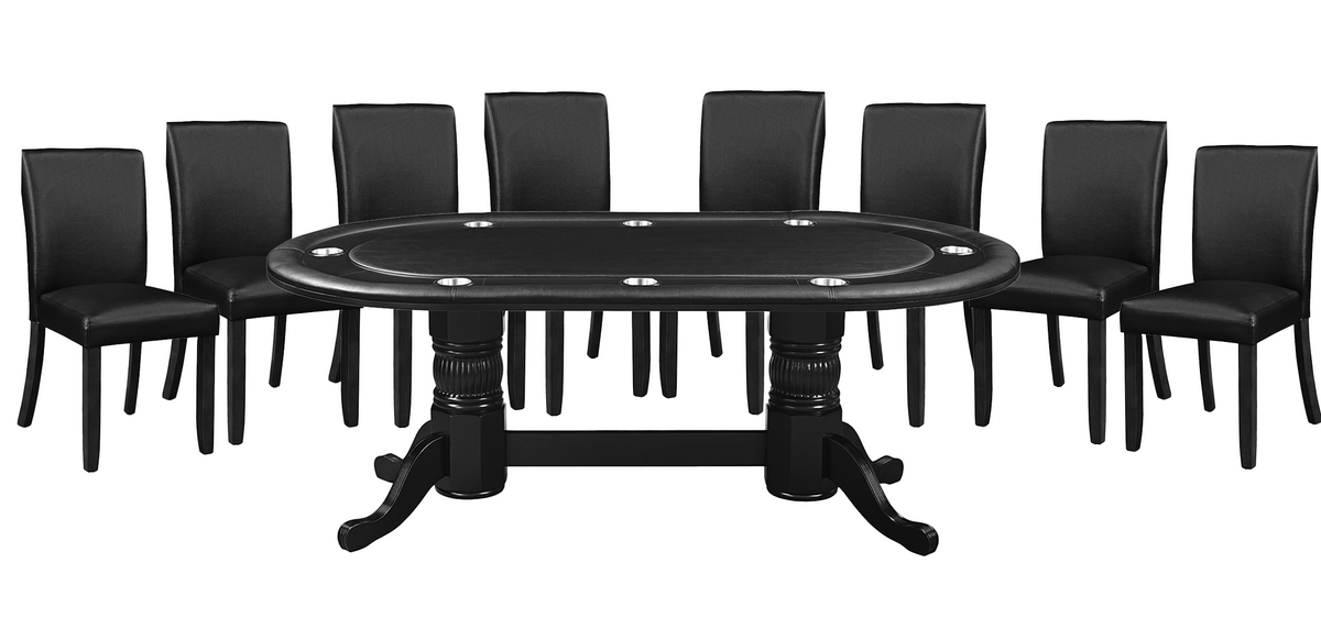 84" TEXAS HOLD'EM GAME TABLE - GTBL84BLK-WT&GCHR3BLK-X8-GAME-SET