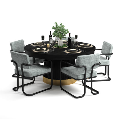 PROHIBITION SERIES 60" POKER TABLE DINING TOP - PRO60DIN-B with grey chairs