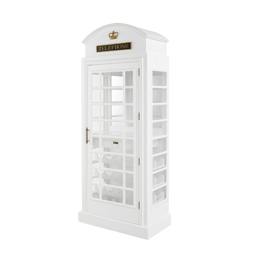 OLD ENGLISH TELEPHONE BOOTH BAR CABINET - OEBRCB-WHT-2