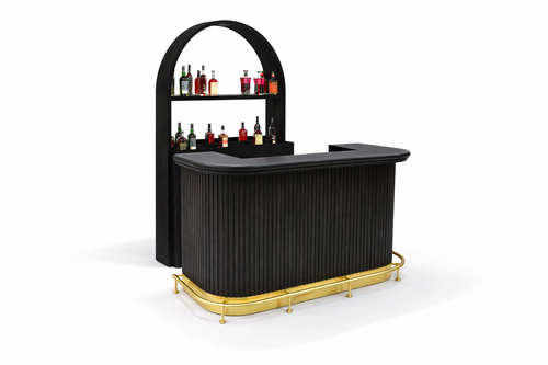 PROHIBITION SERIES 60" COCKTAIL BAR - PROBAR60-B + PROBACBAR-B + FOOTRAIL- FRONT ANGLE 2