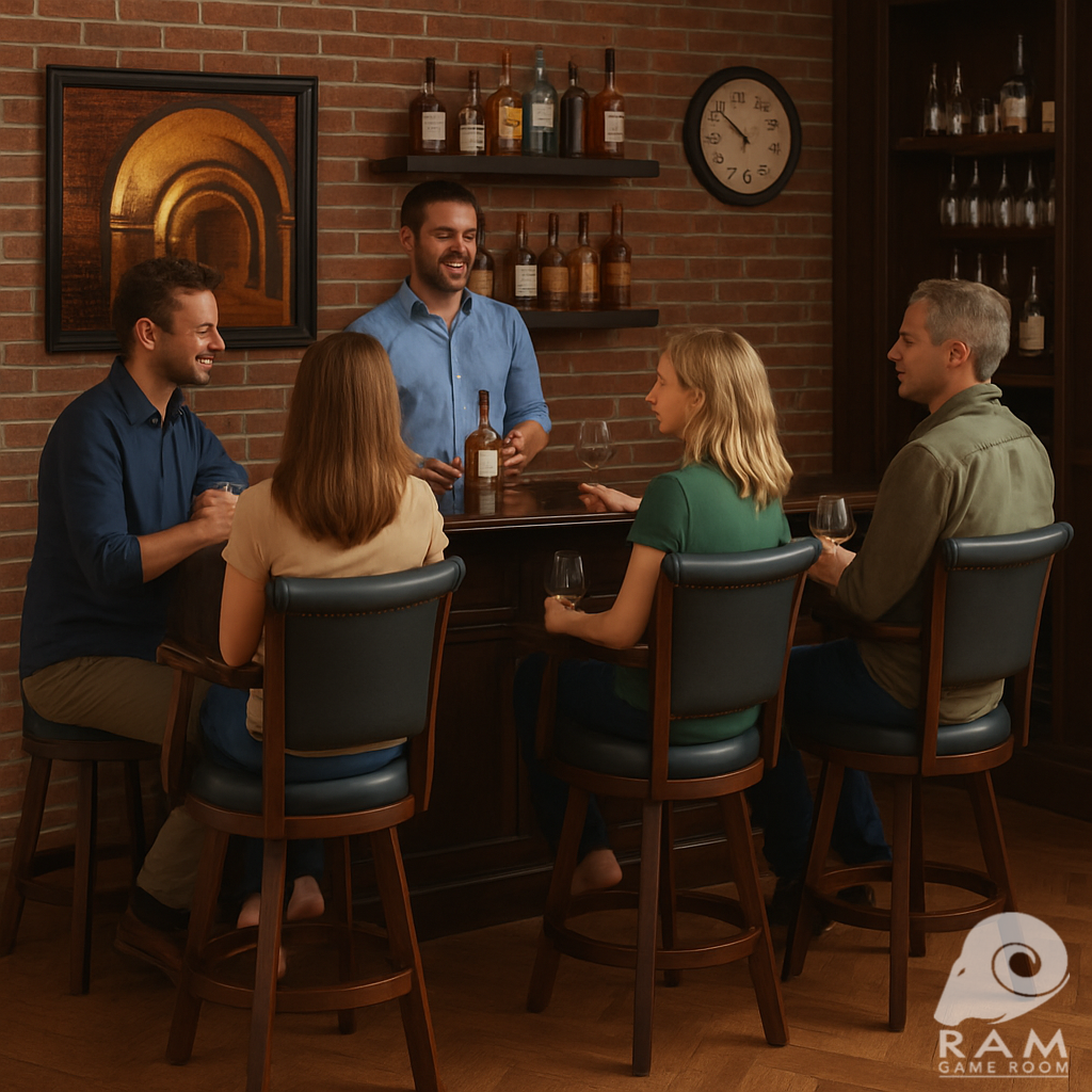 SWIVEL BARSTOOL WITH ARMS - DBAR84 CAP + BSTL2 CAP X 3 WITH PEOPLE