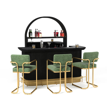 PROHIBITION SERIES 84" COCKTAIL BAR - Green with Back Bar