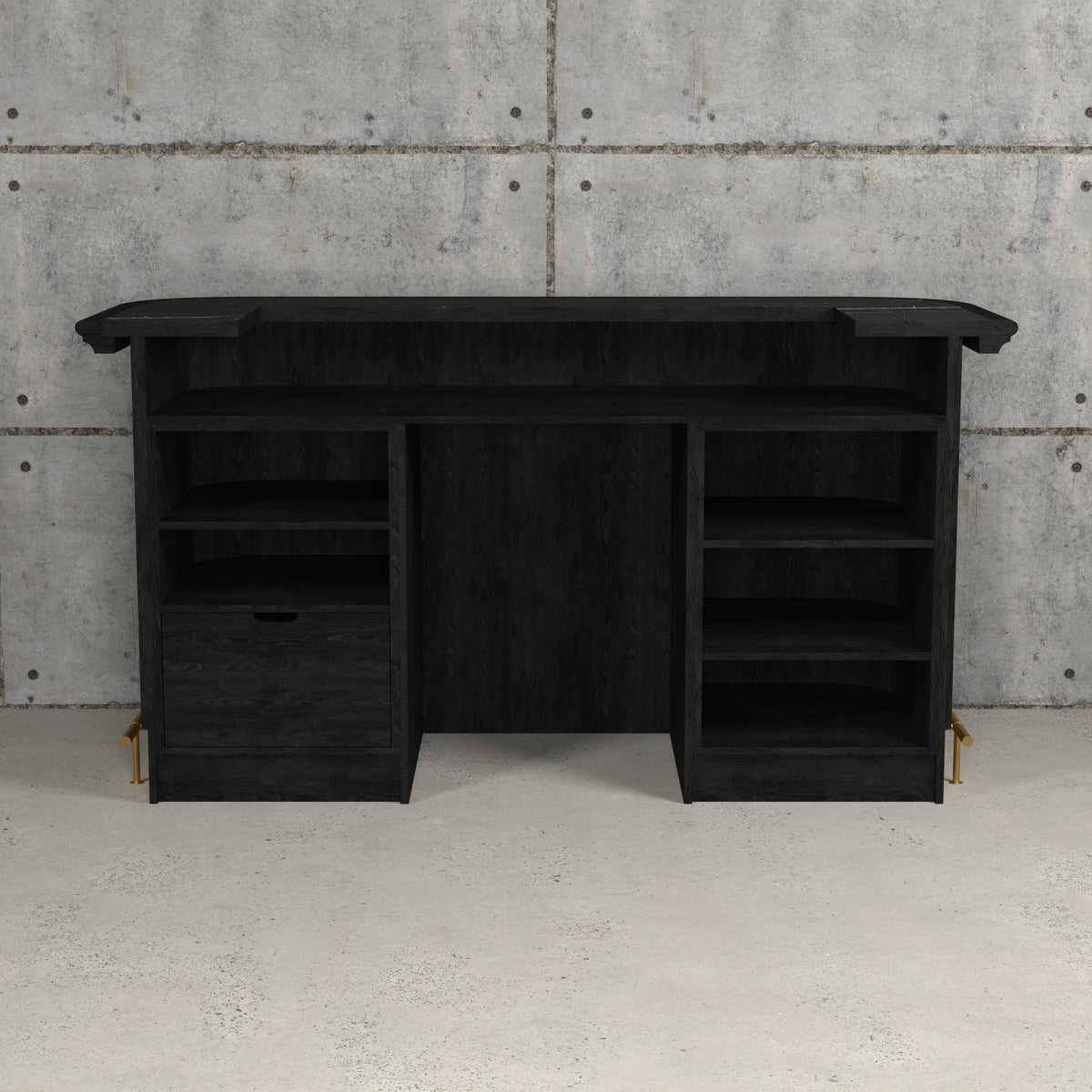 PROHIBITION SERIES 84" COCKTAIL BAR - PROBAR84-B Back concrete