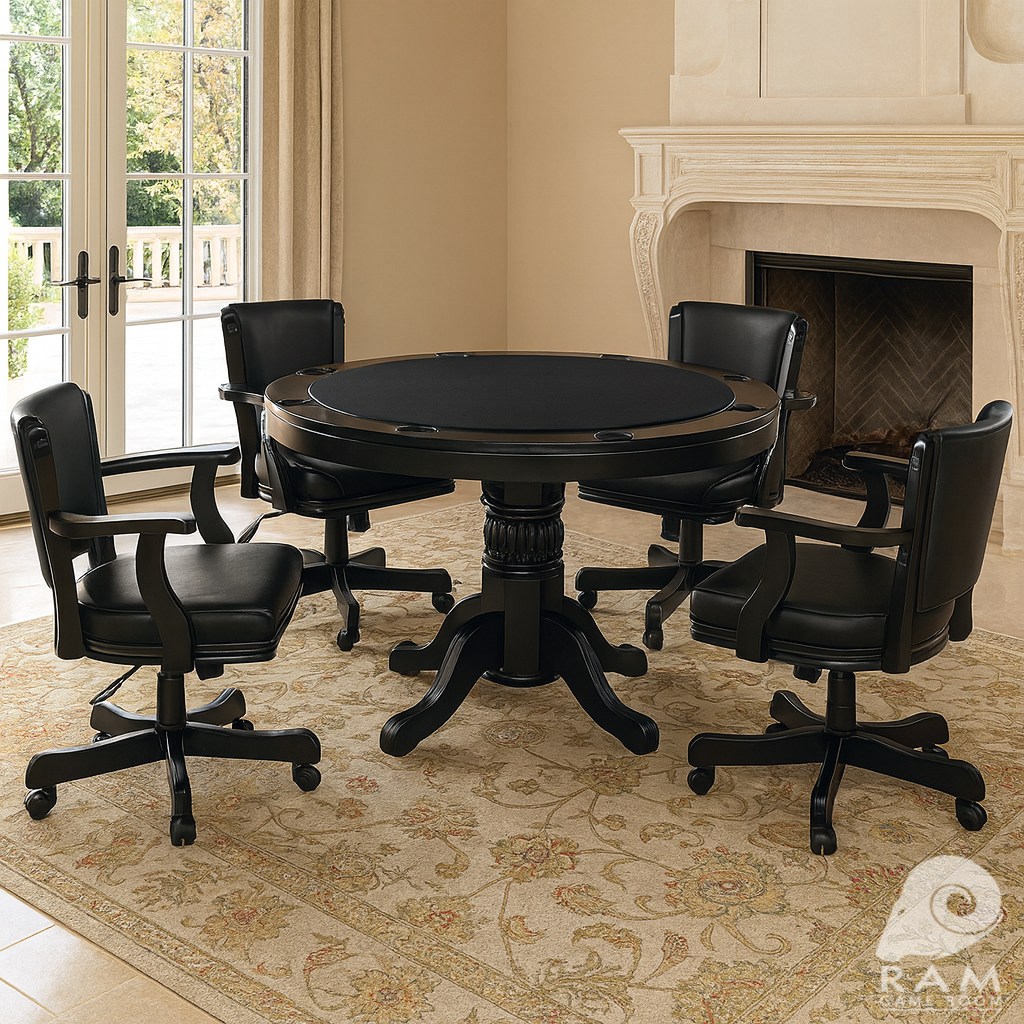 48" 2 IN 1 GAME TABLE - GTBL48 BLK + GCHR2 BLK GAME SET