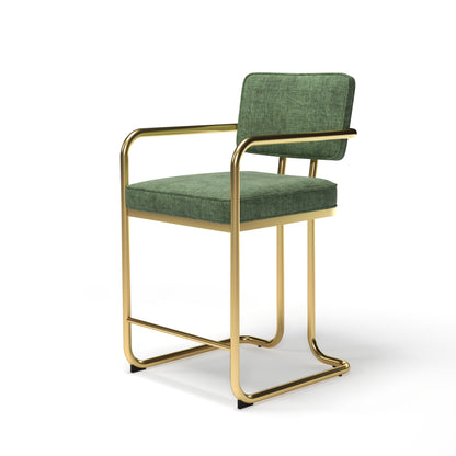 PROHIBITION SERIES BARSTOOL W/ARMS - Green stool Angled
