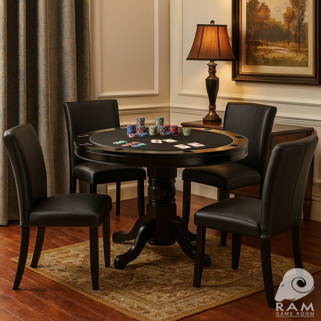 48" 2 IN 1 GAME TABLE - GTBL48 BLK + GCHR3 BLK GAME SET (OLD)